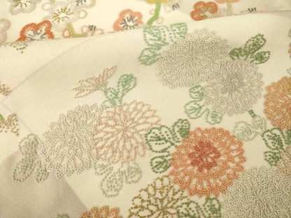 平和屋着物●中国三大刺繍　相良刺繍　総刺繍　訪問着　地紙花文　銀糸　正絹　逸品　AABM5730ck