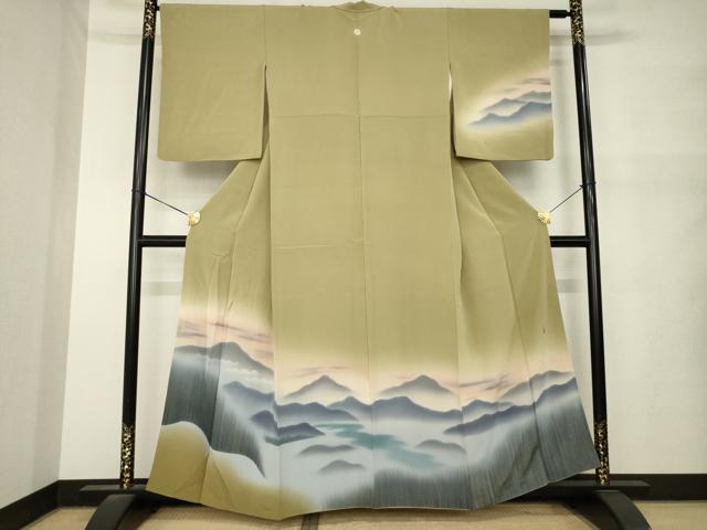 平和屋着物●京友禅工芸作家　小宮山彌一　訪問着　遠山風景文　暈し染め　正絹　逸品　AABM5734ck