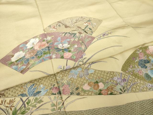 平和屋着物●中国三大刺繍　スワトウ刺繍　汕頭刺繍　総刺繍　色留袖　地紙花文　正絹　逸品　AABM5735ck