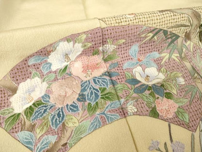 平和屋着物●中国三大刺繍　スワトウ刺繍　汕頭刺繍　総刺繍　色留袖　地紙花文　正絹　逸品　AABM5735ck