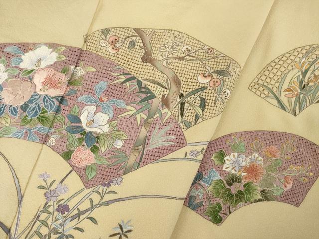 平和屋着物●中国三大刺繍　スワトウ刺繍　汕頭刺繍　総刺繍　色留袖　地紙花文　正絹　逸品　AABM5735ck