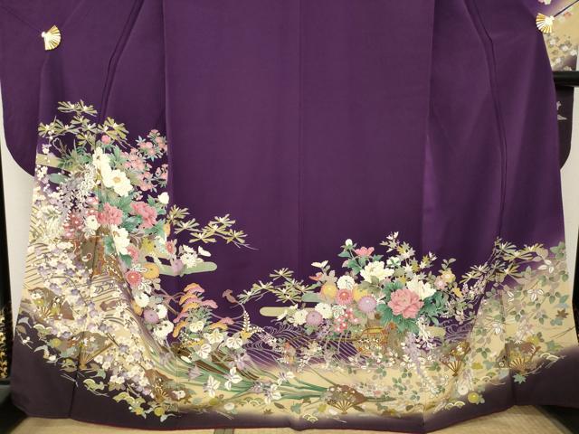 平和屋着物●豪華振袖　刺繍　花車文　暈し染め　金糸　金彩　正絹　逸品　AABM5741ck