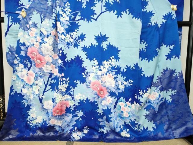 平和屋着物●豪華振袖　草花文　銀彩　正絹　逸品　AABM5742ck