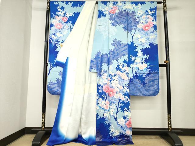 平和屋着物●豪華振袖　草花文　銀彩　正絹　逸品　AABM5742ck