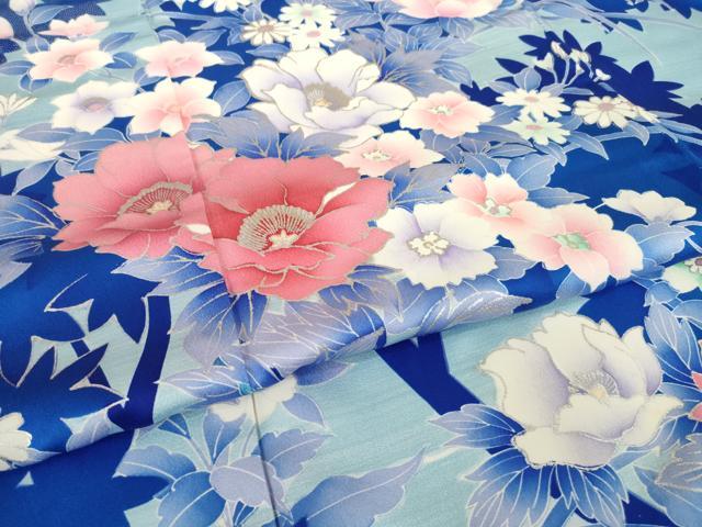 平和屋着物●豪華振袖　草花文　銀彩　正絹　逸品　AABM5742ck