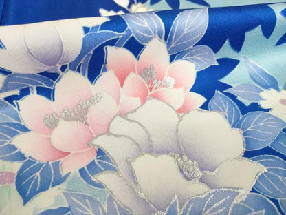 平和屋着物●豪華振袖　草花文　銀彩　正絹　逸品　AABM5742ck