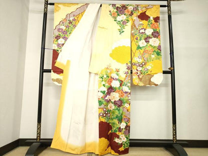 平和屋着物●豪華振袖　駒刺繍　花籬文　正絹　逸品　AABM5743ck