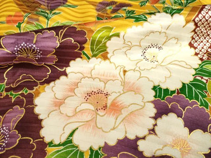 平和屋着物●豪華振袖　駒刺繍　花籬文　正絹　逸品　AABM5743ck