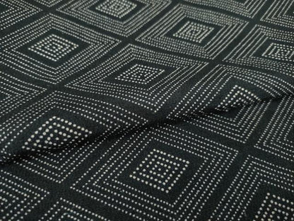 平和屋着物●上質な小紋　菱文　お召縮緬　黒地　正絹　逸品　AABM5744ck
