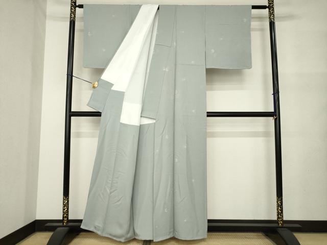 平和屋着物●上質な色無地　舞花地紋　茶鼠色　正絹　逸品　未使用　AABM5746ck