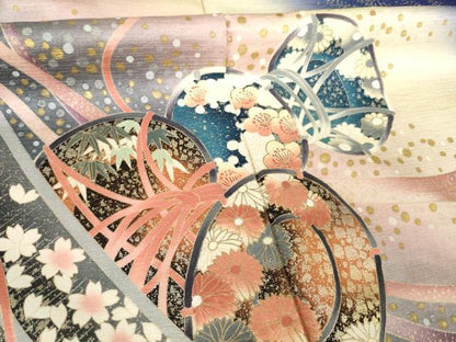 平和屋着物●豪華振袖　流水花籬文　暈し染め　金銀彩　正絹　逸品　AABM5747ck