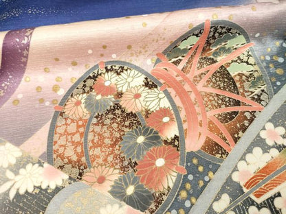 平和屋着物●豪華振袖　流水花籬文　暈し染め　金銀彩　正絹　逸品　AABM5747ck