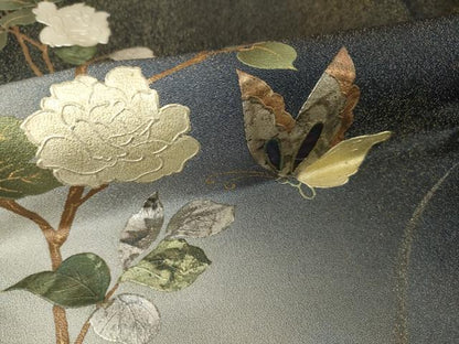 平和屋着物●訪問着　螺鈿　花蝶文　金彩　金通し地　正絹　逸品　未使用　AABM5750ck