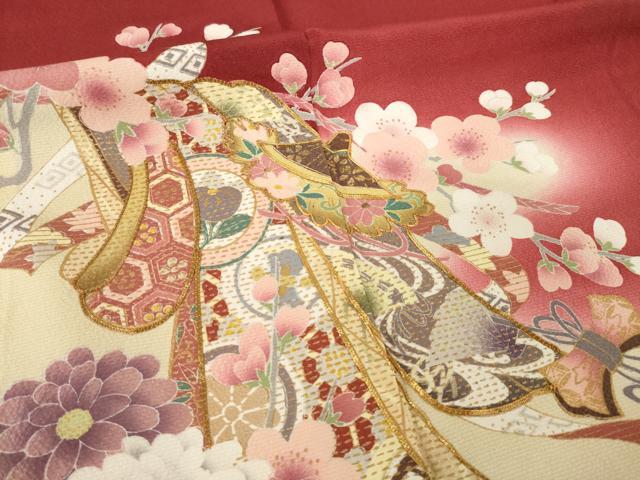 平和屋着物●豪華振袖　駒刺繍　几帳花文　暈し染め　金彩　正絹　逸品　AABM5751ck