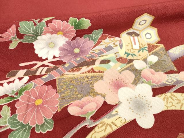 平和屋着物●豪華振袖　駒刺繍　几帳花文　暈し染め　金彩　正絹　逸品　AABM5751ck