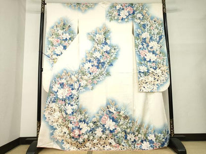 平和屋着物●豪華振袖　草花文　暈し染め　正絹　逸品　AABM5752ck