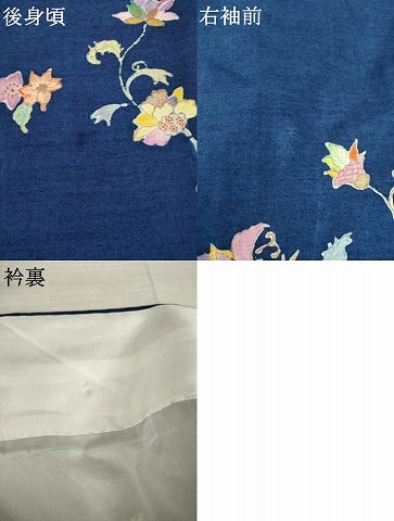 平和屋着物●訪問着　紬地　更紗花蔦草文　正絹　逸品　AABM5754ck