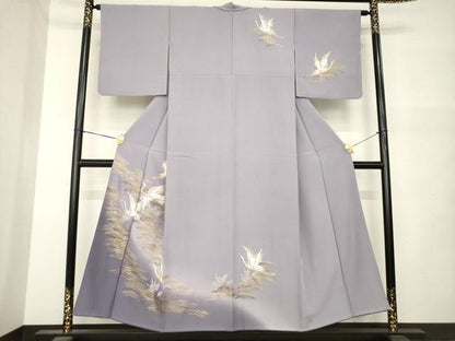 平和屋着物●訪問着　流水飛鶴文　金銀彩　正絹　逸品　AABM5755ck