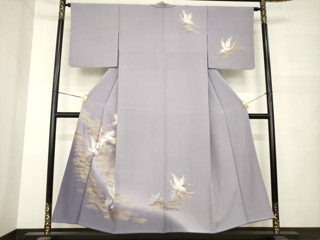 平和屋着物●訪問着　流水飛鶴文　金銀彩　正絹　逸品　AABM5755ck