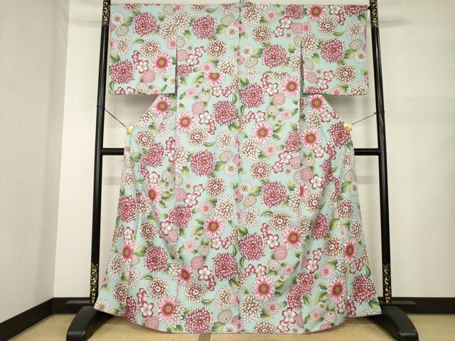 平和屋着物●小紋　舞花文　洗える着物　AABM5756ck