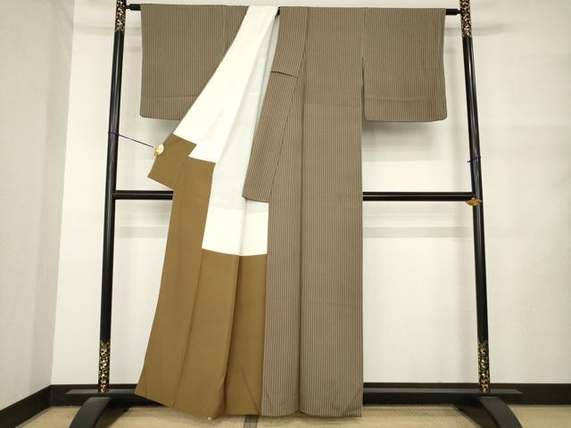 平和屋着物●上質な小紋　縞　正絹　逸品　AABM5762ck