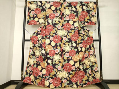 平和屋着物●小紋　花尽くし　洗える着物　AABM5764ck