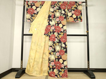 平和屋着物●小紋　花尽くし　洗える着物　AABM5764ck