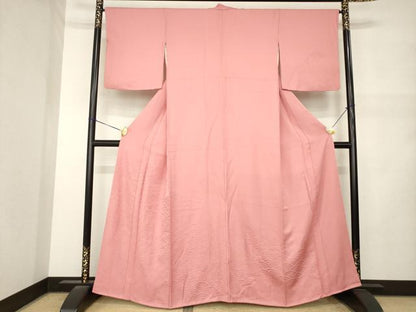平和屋着物●無地絵羽訪問着　青海波花地紋　甚三紅色　正絹　逸品　AABM5772ck