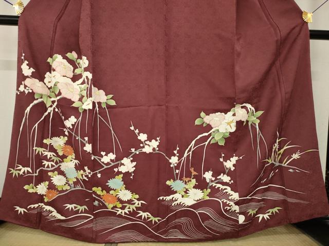 平和屋着物●訪問着　枝垂れ花文　雪持ち　金彩　正絹　逸品　AABM5773ck
