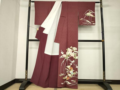 平和屋着物●訪問着　枝垂れ花文　雪持ち　金彩　正絹　逸品　AABM5773ck