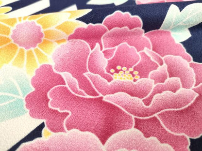 平和屋着物●小紋　舞花文　洗える着物　AABM5775ck