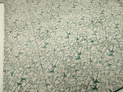 平和屋着物●上質な小紋　型染め　飛鳥蔦草文　鬼しぼ縮緬　正絹　逸品　AABM5782ck