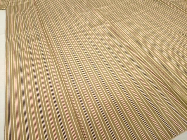 平和屋着物●上質な小紋　縞　正絹　逸品　AABM5789ck