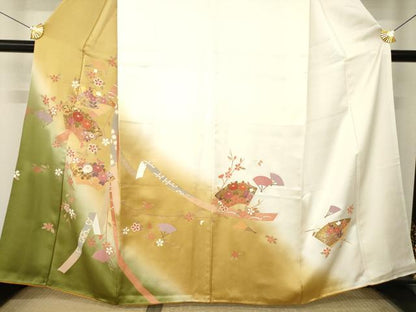 平和屋着物●訪問着　地紙花文　暈し染め　正絹　逸品　AABM5791ck