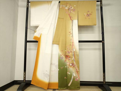 平和屋着物●訪問着　地紙花文　暈し染め　正絹　逸品　AABM5791ck