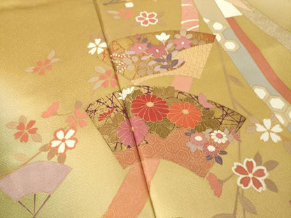 平和屋着物●訪問着　地紙花文　暈し染め　正絹　逸品　AABM5791ck