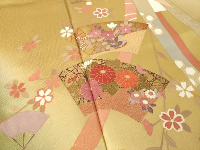平和屋着物●訪問着　地紙花文　暈し染め　正絹　逸品　AABM5791ck