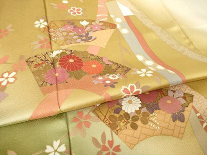 平和屋着物●訪問着　地紙花文　暈し染め　正絹　逸品　AABM5791ck