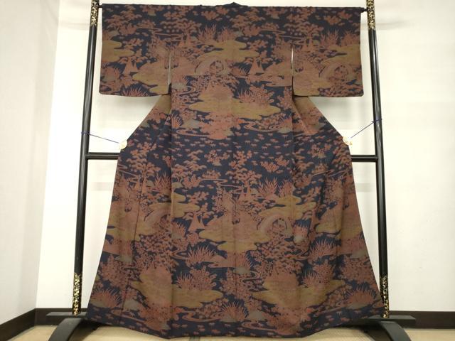 平和屋着物●訪問着　風景花文　正絹　逸品　AABM5795ck