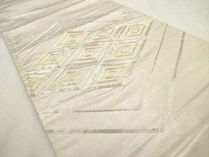 平和屋着物◎太鼓柄袋帯　駒刺繍　菱文　正絹　逸品　AABM5806ma