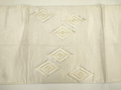 平和屋着物◎太鼓柄袋帯　駒刺繍　菱文　正絹　逸品　AABM5806ma