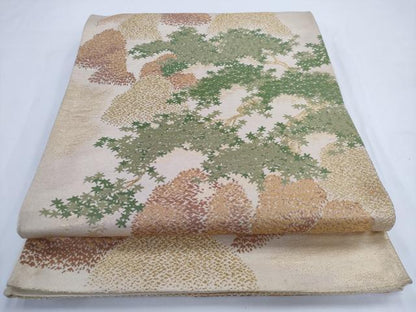 平和屋着物◎六通柄袋帯　樹林文　金糸　正絹　逸品　AABM5812ma