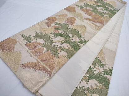 平和屋着物◎六通柄袋帯　樹林文　金糸　正絹　逸品　AABM5812ma