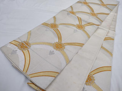 平和屋着物◎六通柄袋帯　花松青海波　金銀糸　正絹　逸品　AABM5815ma