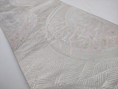 平和屋着物◎六通柄袋帯　唐織　横菊　金銀糸　正絹　逸品　AABM5816ma