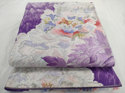 平和屋着物◎六通柄袋帯　唐織　草花文　金銀糸　正絹　逸品　AABM5817ma