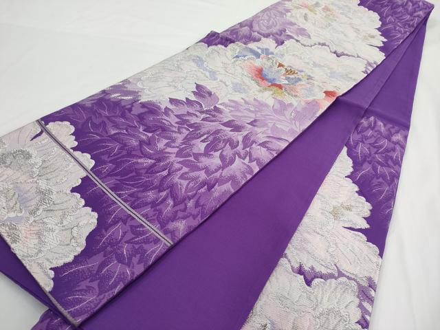 平和屋着物◎六通柄袋帯　唐織　草花文　金銀糸　正絹　逸品　AABM5817ma