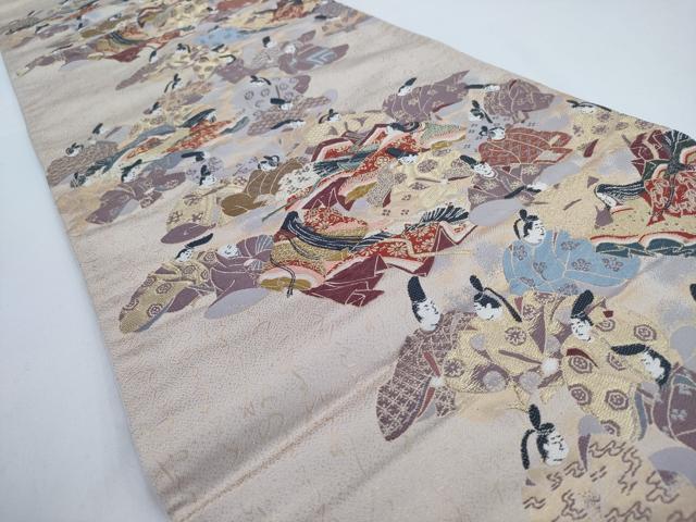 平和屋着物◎六通柄袋帯　唐織　歌まくら　金糸　正絹　逸品　AABM5818ma