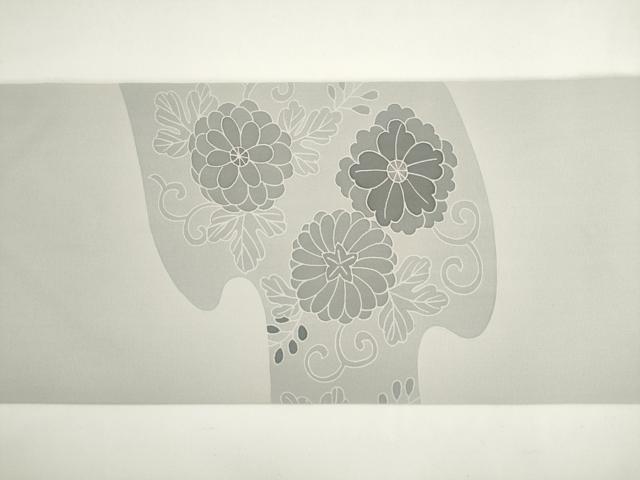 平和屋着物◎塩瀬　九寸名古屋帯　流水花文　正絹　逸品　AABM5822ma