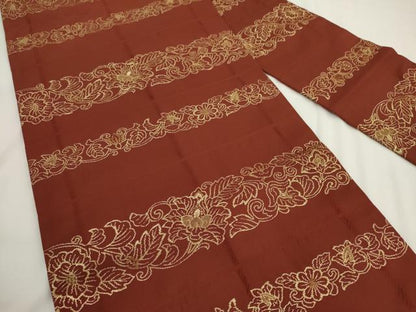 平和屋着物◎九寸名古屋帯　横段花文　金糸　正絹　逸品　AABM5825ma